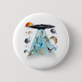 Chapa Redonda De 5 Cm Galaxy Cat Swimming T-Shirt | Cute Astronaut Cats 