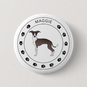 Chapa Redonda De 5 Cm Galgo Italiano Sellado Y Blanco Con Nombre Y Huell