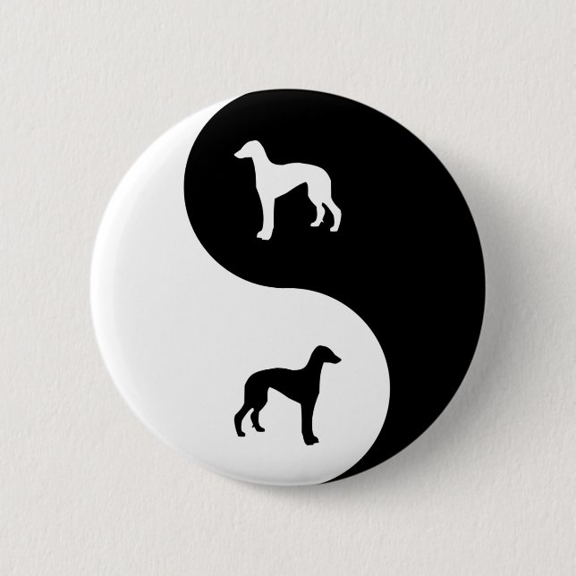 Chapa Redonda De 5 Cm Galgo Yin Yang (Anverso)