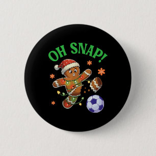 Chapa Redonda De 5 Cm Galleta de Navidad de Fútbol de Jengibre Divertida