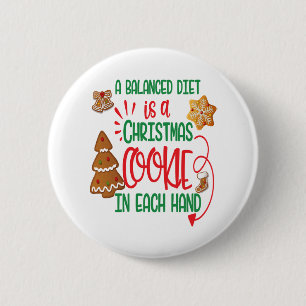 Chapa Redonda De 5 Cm Galleta del navidad en cada mano