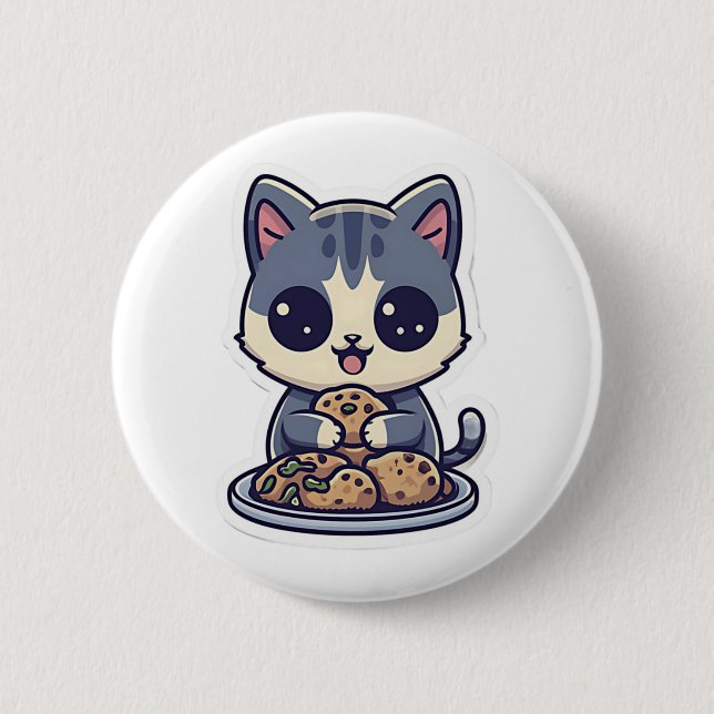 Chapa Redonda De 5 Cm Galletas para comer gato Clásico de camiseta (Anverso)
