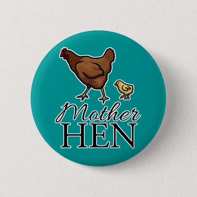 Chapa Redonda De 5 Cm Gallina de la madre (Anverso)