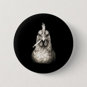 Chapa Redonda De 5 Cm Gallina Divertida Fumando Cigarrillo Meme Gen Z Gr