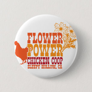 Chapa Redonda De 5 Cm Gallinero de pollo del flower power