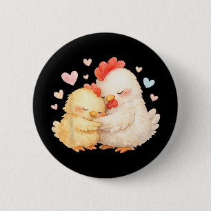Chapa Redonda De 5 Cm Gallo de acuarela lindo abrazando suavemente _1