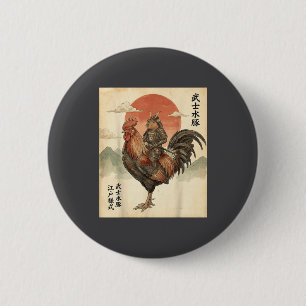 Chapa Redonda De 5 Cm Gallo de capybara samurái japonés vintage de galli