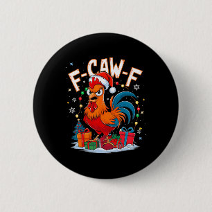 Chapa Redonda De 5 Cm Gallo de Navidad divertido con sombrero de Santa F