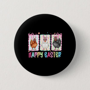 Chapa Redonda De 5 Cm Gallo de Pascua Feliz Elegante Lazo Mono Granja Li