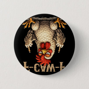 Chapa Redonda De 5 Cm Gallo Negro Divertido F-caw-f Gótico Fcawf Pollo A