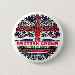 Chapa Redonda De 5 Cm Gambia Gambian Reino Unido Árbol británico