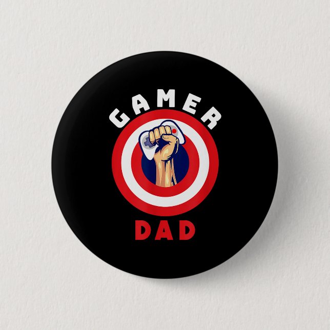 Chapa Redonda De 5 Cm Gamer Dad Funny Gaming Quotes Cool Fathers Gift  (Anverso)