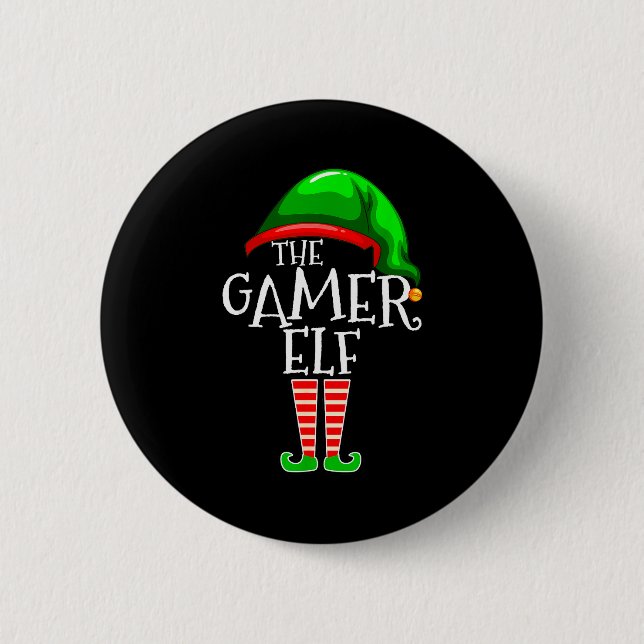 Chapa Redonda De 5 Cm Gamer Elf Family Matching Group Christmas Video Ga (Anverso)