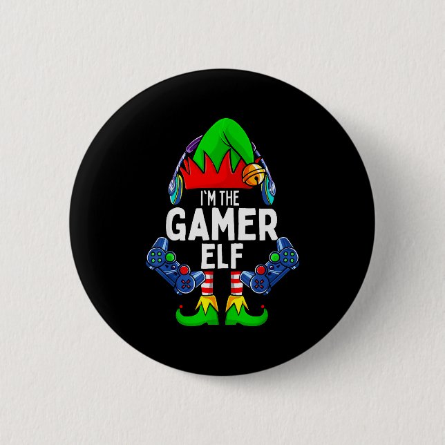 Chapa Redonda De 5 Cm Gamer Elf Matching Family Christmas  (Anverso)