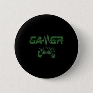 Chapa Redonda De 5 Cm Gamer Heartbeat Videojuegos Jugar a los adolescent