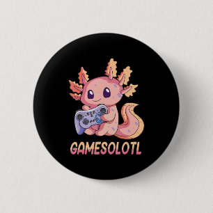 Chapa Redonda De 5 Cm Gamesolotl Axolotl Video Gamer Gótico Kawaii Paste