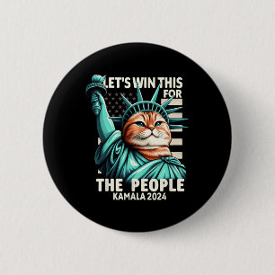 Chapa Redonda De 5 Cm Gana Esto Para El Pueblo Gato Divertido Estatua De
