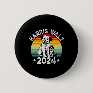 Chapa Redonda De 5 Cm Ganado Y Gato Vintage Kamala Harris Tim W 2024 Ele