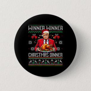 Chapa Redonda De 5 Cm Ganador Ganador Cena de Navidad Santa Trump Suéter