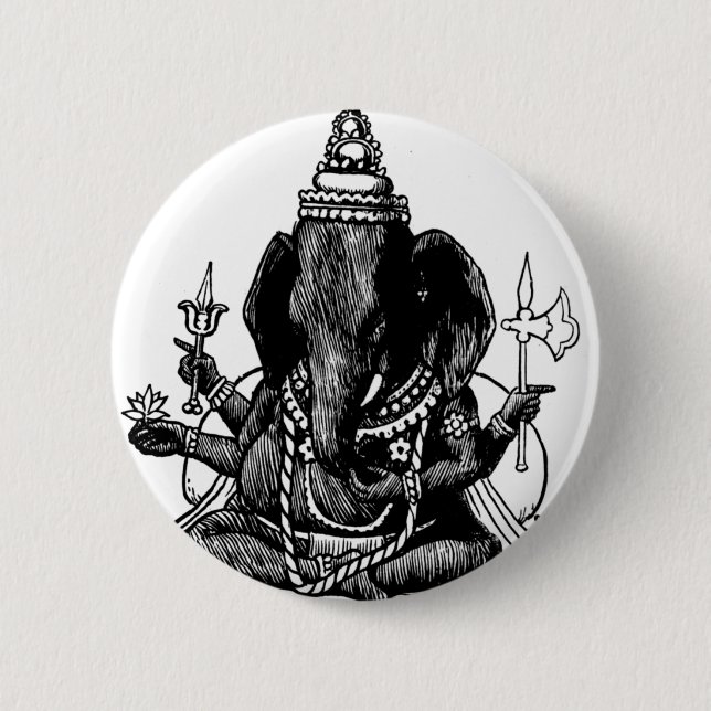 Chapa Redonda De 5 Cm Ganesh (Anverso)