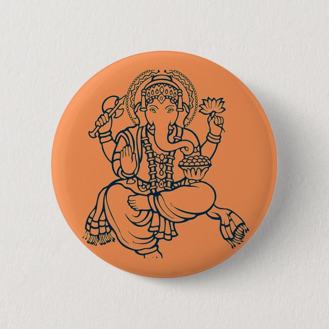 Chapa Redonda De 5 Cm Ganesh (Anverso)