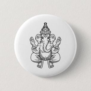 Chapa Redonda De 5 Cm Ganesh Dios Píxeles Elefante Indio Animal Yoga Hin