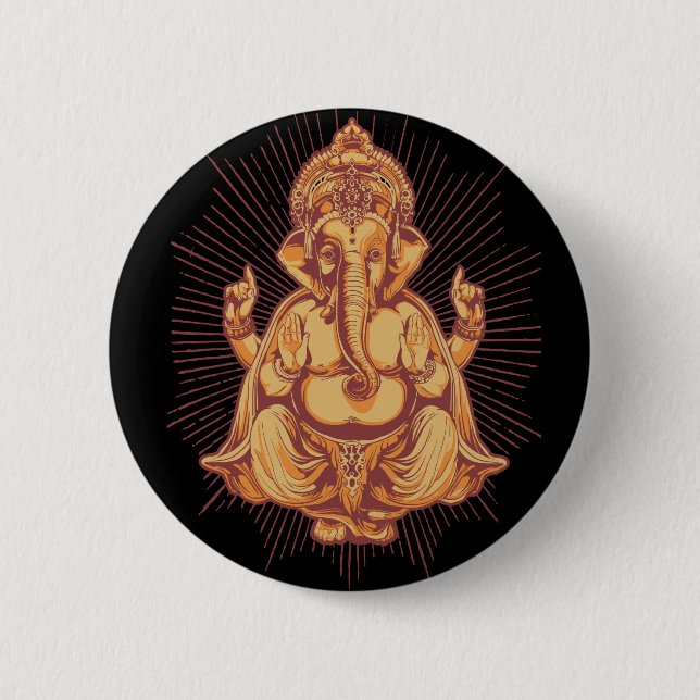 Chapa Redonda De 5 Cm Ganesha (Anverso)