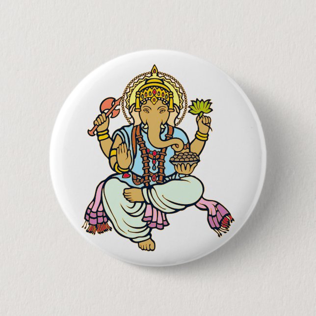 Chapa Redonda De 5 Cm Ganesha (Anverso)