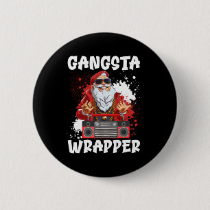 Chapa Redonda De 5 Cm Gangsta de Navidad de pandilleros de Santa Claus d