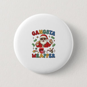 Chapa Redonda De 5 Cm Gangsta Wrapper Santa de Navidad Micrófono Dinero