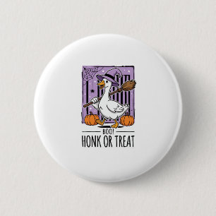 Chapa Redonda De 5 Cm Ganso de Bruja de Halloween Honk o Truco