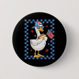 Chapa Redonda De 5 Cm Ganso Patriótico Retro Rojo Blanco Y Azul 4 De Jul