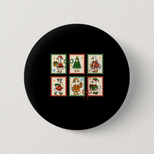 Chapa Redonda De 5 Cm Ganso Tonto Santa Navidad Sello Ganso Divertido Al