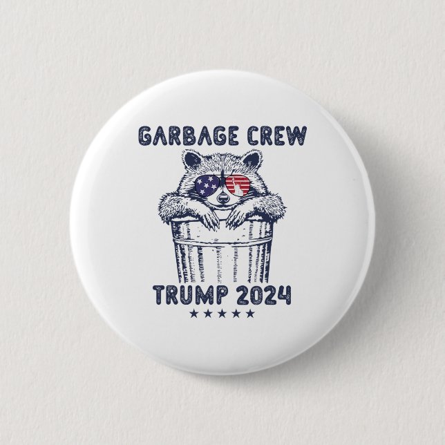 Chapa Redonda De 5 Cm Garbyge Crew Vota A Trump 2024 Divertido Racc Repu (Anverso)