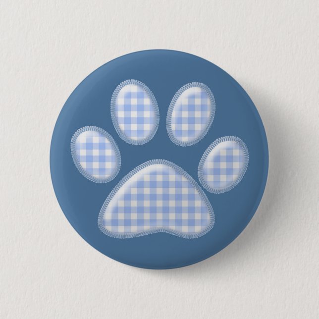 Chapa Redonda De 5 Cm garra gata gingham - azul (Anverso)