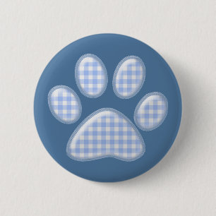 Chapa Redonda De 5 Cm garra gata gingham - azul
