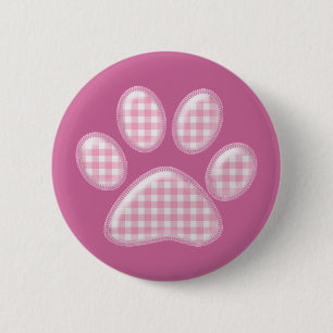 Chapa Redonda De 5 Cm garra gata gingham - rosa