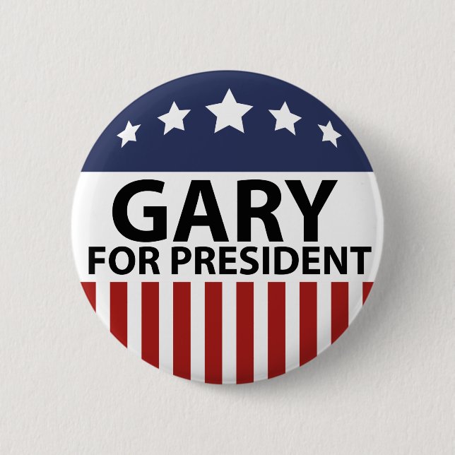 Chapa Redonda De 5 Cm Gary Para Presidente (Anverso)