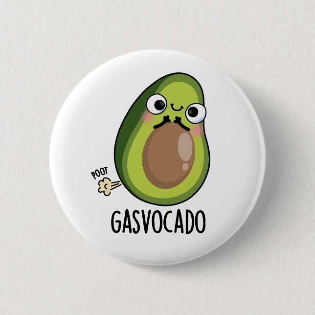 Chapa Redonda De 5 Cm Gasvocado Funny Farting Aguacate Pun (Anverso)