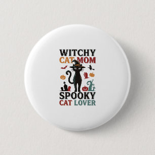 Chapa Redonda De 5 Cm Gata de Halloween Mamá Vintage Diseño de Gata Aman
