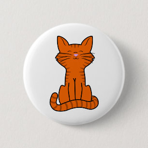 Chapa Redonda De 5 Cm Gatito anaranjado que se sienta