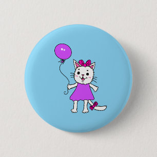 Chapa Redonda De 5 Cm Gatito con globo