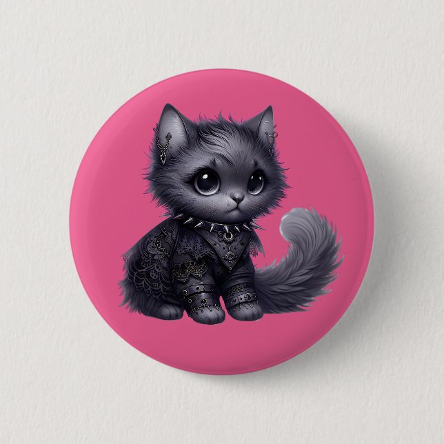 Chapa Redonda De 5 Cm Gatito de Gótico suave (Anverso)