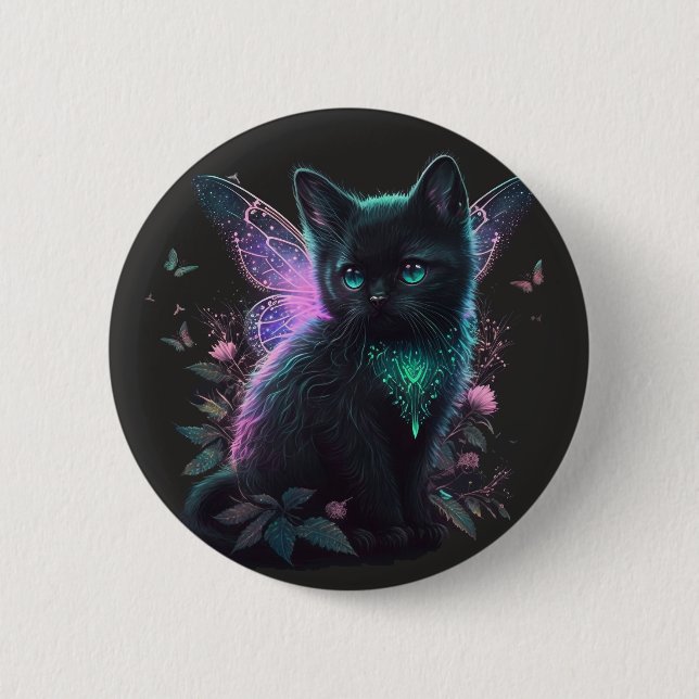 Chapa Redonda De 5 Cm Gatito de hadas mágicas (Anverso)