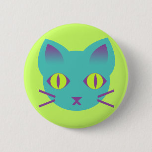 Chapa Redonda De 5 Cm Gatito Kawaii Anime Azul Verde Púrpura