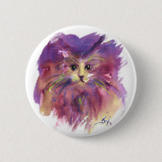 Chapa Redonda De 5 Cm GATITO MORADO ,RETRATO DE GATO,Blanco