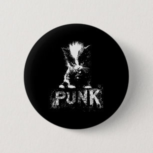 Chapa Redonda De 5 Cm Gatito Punk Gato Con Mohawk Diseño Gótico Nge