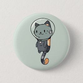 Chapa Redonda De 5 Cm Gato astronauta kawaii