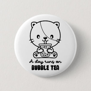 Chapa Redonda De 5 Cm Gato bebe té de burbujas, Boba Tea Clipart
