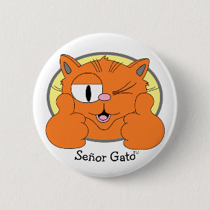 Chapa Redonda De 5 Cm Gato Bigote Pulgar Arriba Guiñando Ojo Gato Dibujo